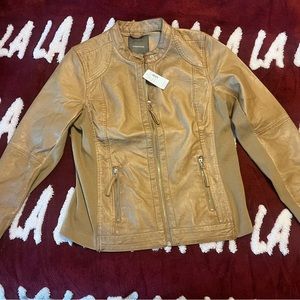 Tan Maurice’s faux leather jacket. Full zip. Pockets. Size medium.